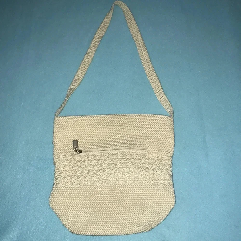 WORTHINGTON crocheted weave boho handbag zipper closures size 12 X 12